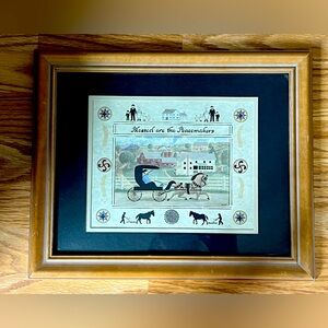 Vintage 1988 Pennsylvania Dutch Scherenschnitte Folk Art Print and framed